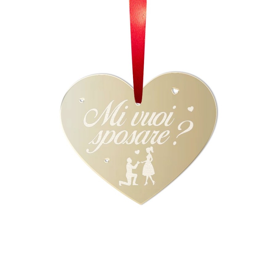 Addobbo natalizio in plexiglass specchiato personalizzabile con nome mi vuoi sposare Sposi
