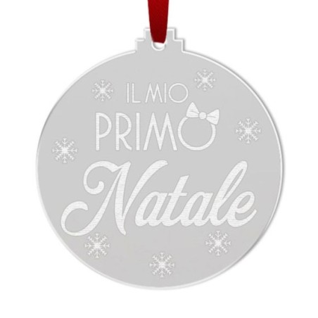 Addobbo natalizio in plexiglass specchiato personalizzabile con nome il mio primo natale con fiocco Natale