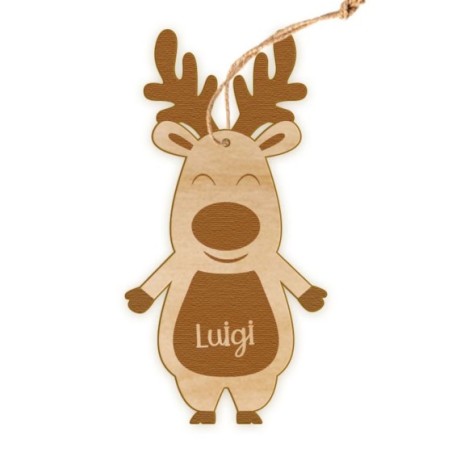 Addobbo natalizio in legno inciso personalizzato con nome rudolph uomo Natale