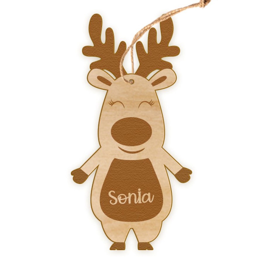 Addobbo natalizio in legno inciso personalizzato con nome rudolph donna Natale