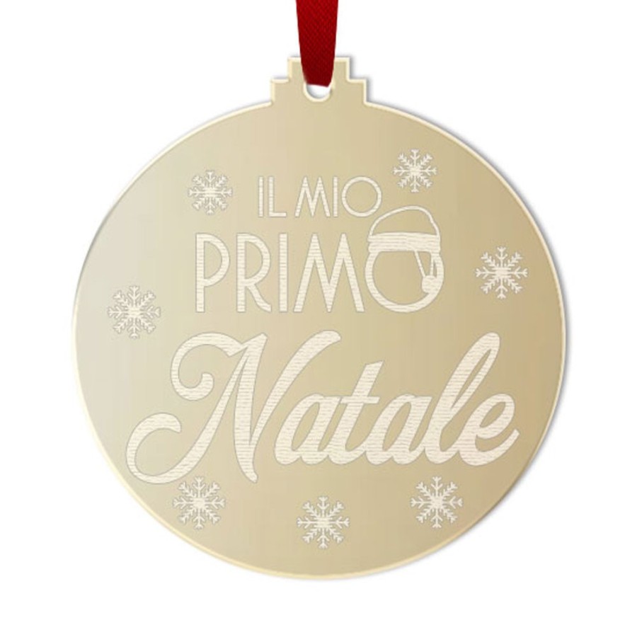 Addobbo natalizio in plexiglass specchiato personalizzabile mio primo natale con cappello di natale Natale