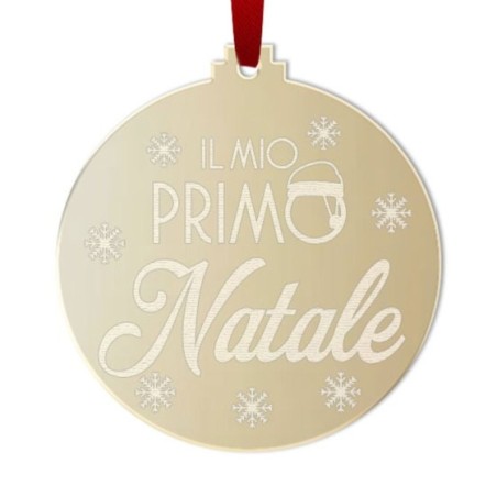 Addobbo natalizio in plexiglass specchiato personalizzabile mio primo natale con cappello di natale Natale