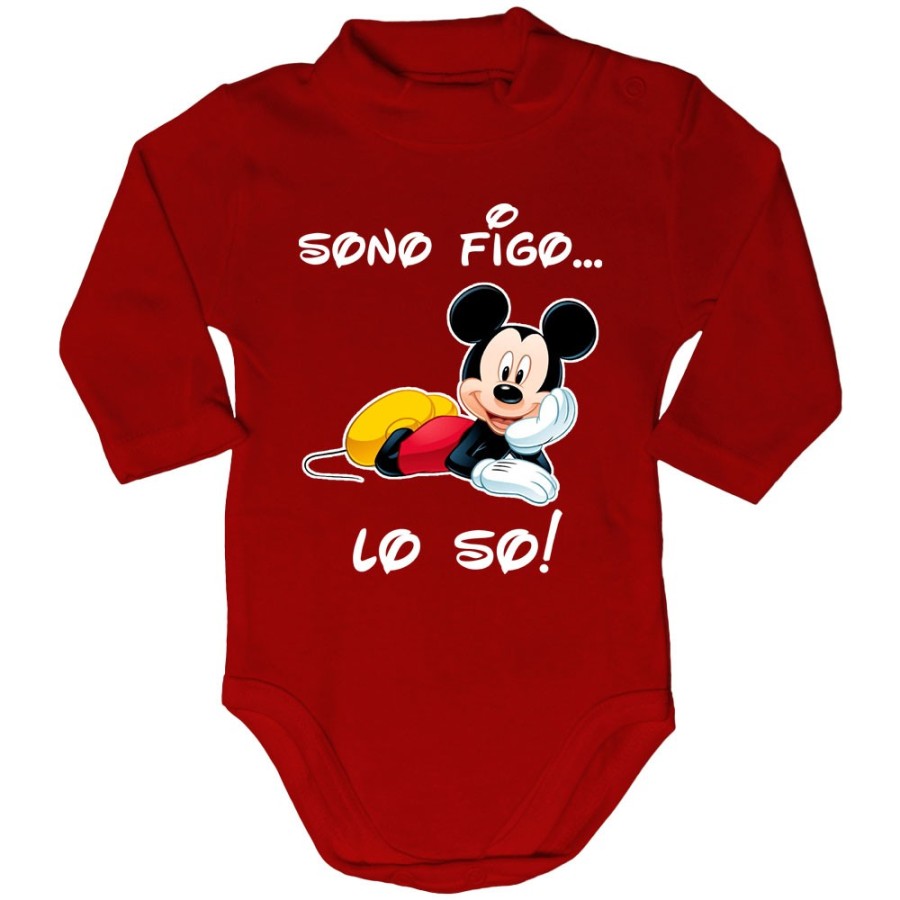 Body lupetto neonato sono figo lo so con topolino Cartoon