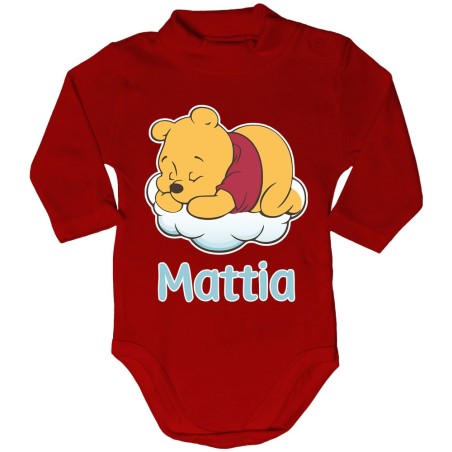 Body lupetto neonato personalizzato con nome sleeping winnie Cartoon