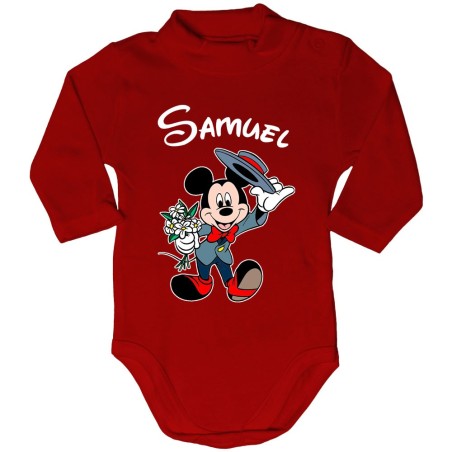 Body lupetto neonato personalizzato con nome topolino gentleman Cartoon