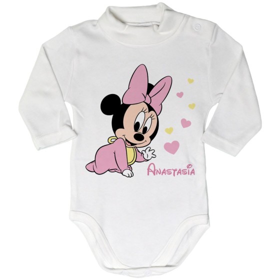 Body lupetto neonata personalizzato con nome baby minnie Cartoon
