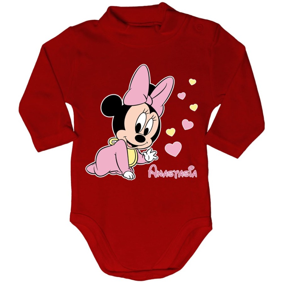 Body lupetto neonata personalizzato con nome baby minnie Cartoon
