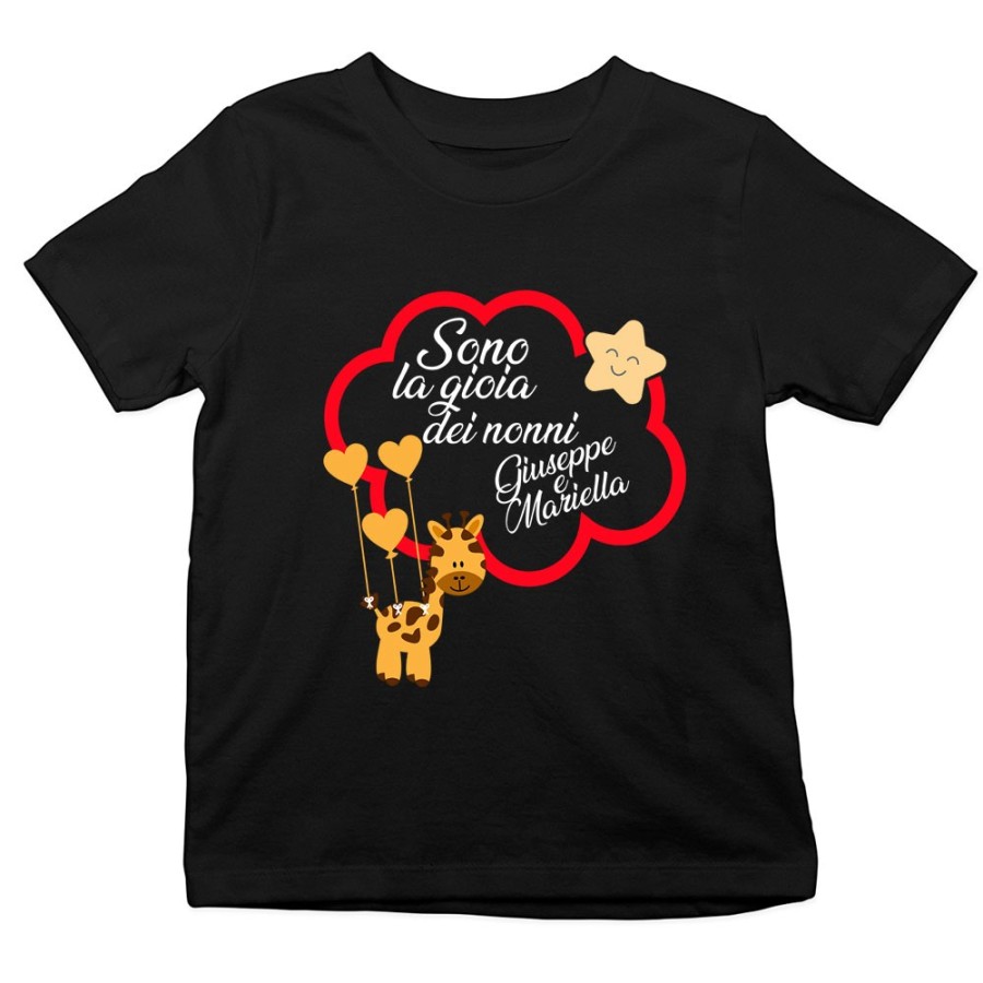 T-shirt bambino personalizzata con nome sono la gioia di nonno dei nonni Per i nonni