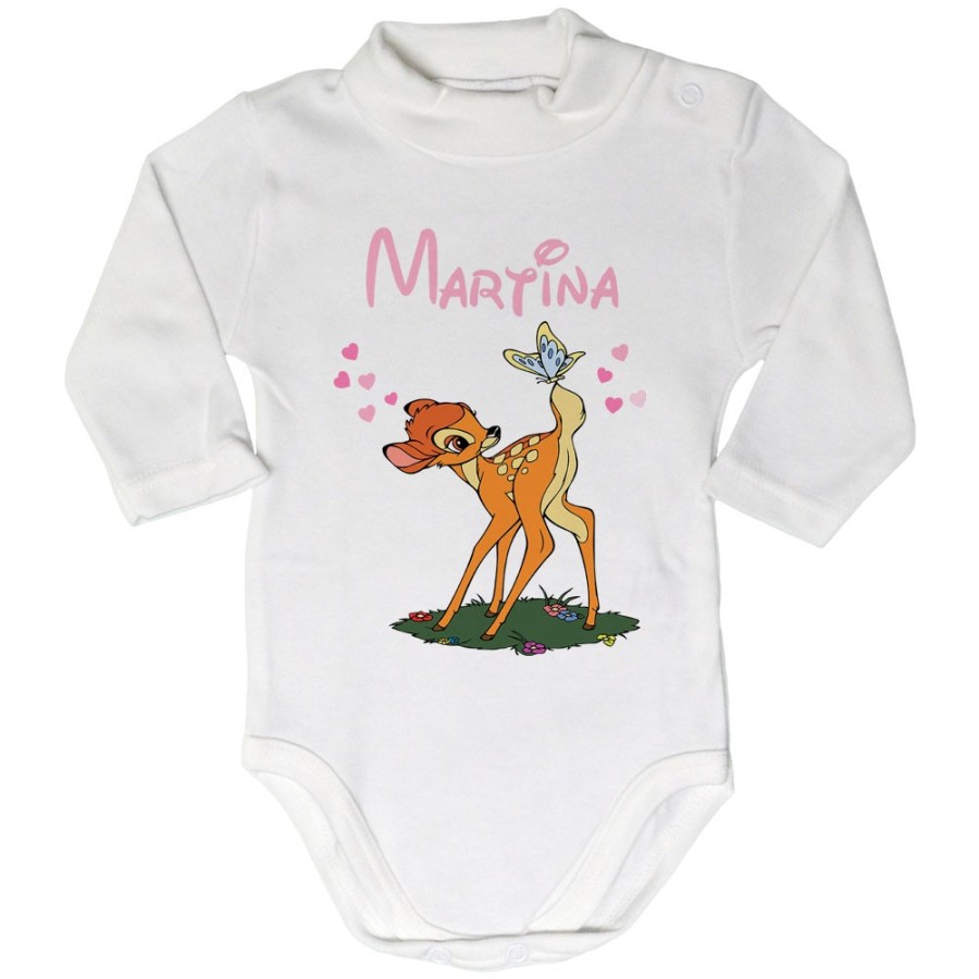 Body lupetto neonato personalizzato con nome bambi Cartoon