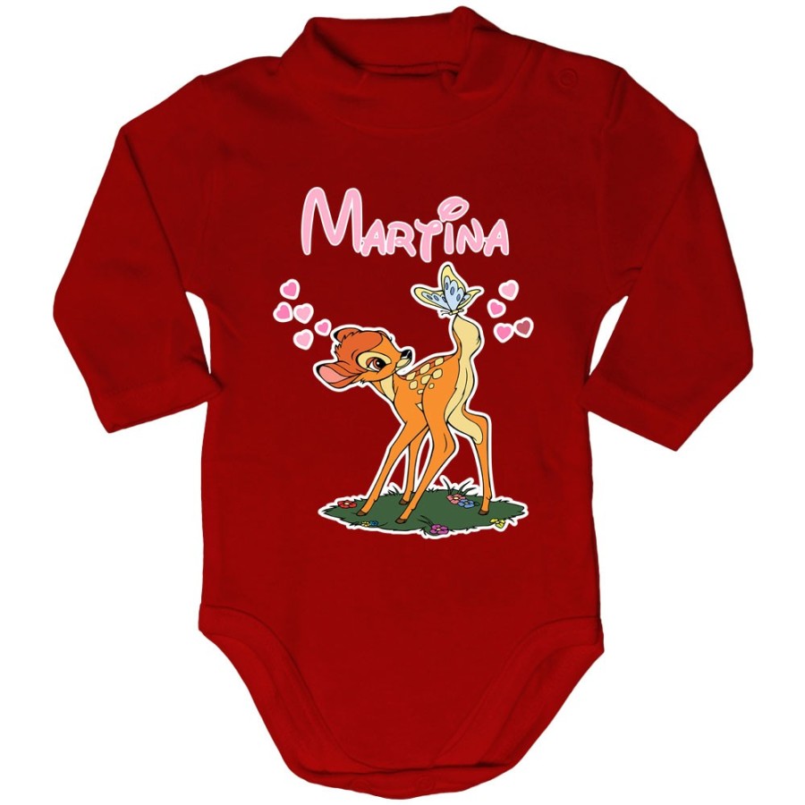 Body lupetto neonato personalizzato con nome bambi Cartoon