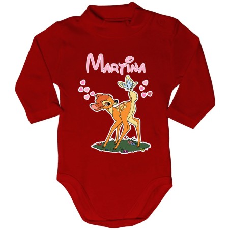 Body lupetto neonato personalizzato con nome bambi Cartoon