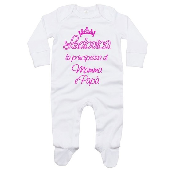 Tutina neonato personalizzata con nome sono la principessa il principe di mamma e papà con corona Per la famiglia