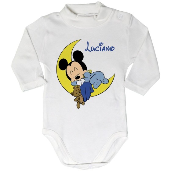 Body lupetto neonato personalizzato con nome topolino sleeping Cartoon