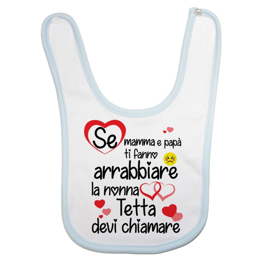 Bavaglino neonato personalizzato con nome se mamma e papà ti fanno arrabbiare il nonno devi chiamare Per i nonni
