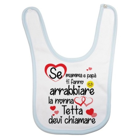 Bavaglino neonato personalizzato con nome se mamma e papà ti fanno arrabbiare il nonno devi chiamare Per i nonni