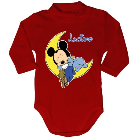 Body lupetto neonato personalizzato con nome topolino sleeping Cartoon