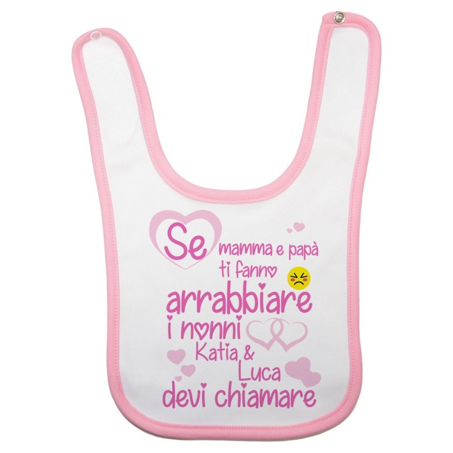 Bavaglino neonato personalizzato con nome se mamma e papà ti fanno arrabbiare il nonno devi chiamare Per i nonni