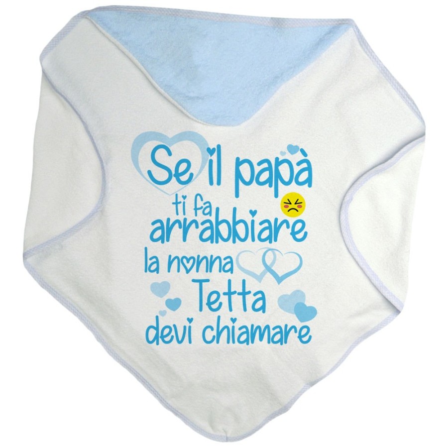 Accappatoio neonato personalizzato con nome se papà ti fa arrabbiare il nonno devi chiamare Per i nonni
