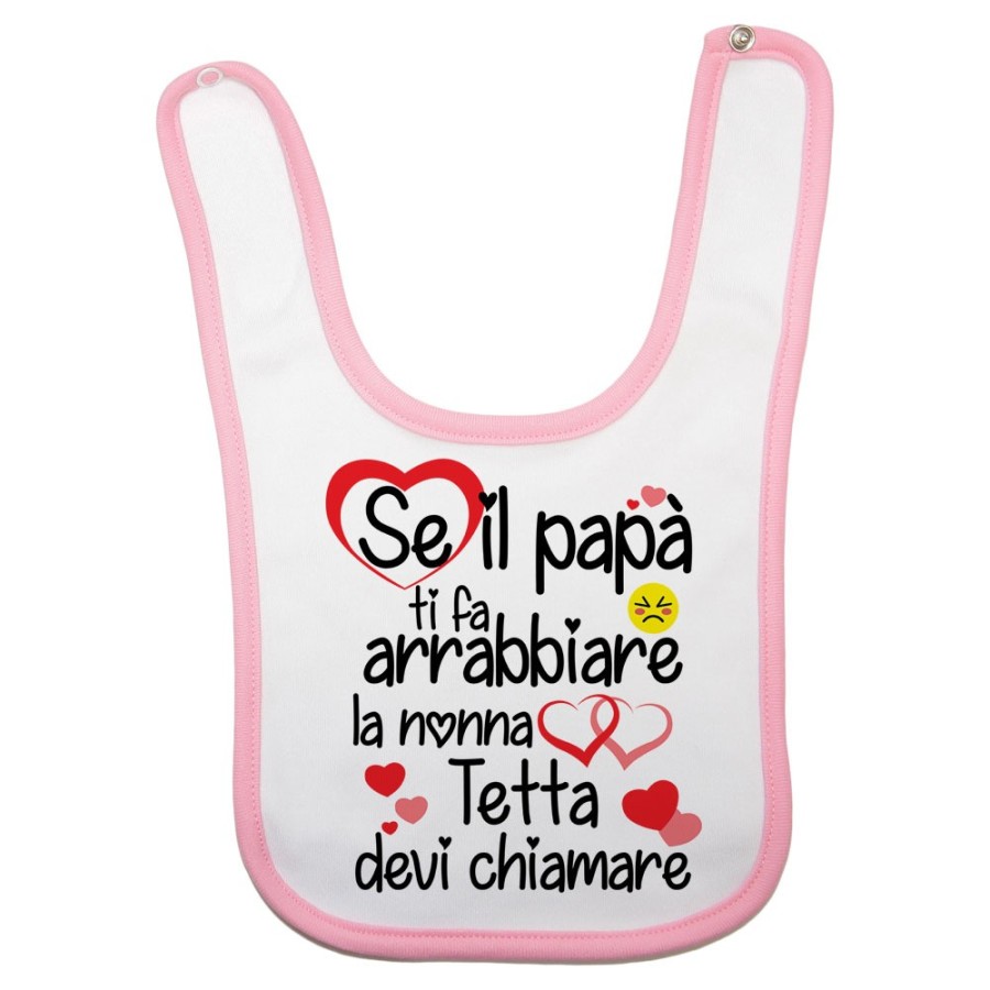 Bavaglino neonato personalizzato con nome se papà ti fa arrabbiare il nonno devi chiamare Per i nonni