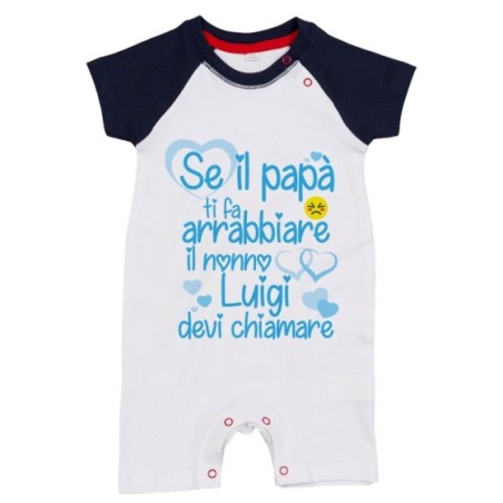 Pagliaccetto neonato personalizzato con nome se papà ti...