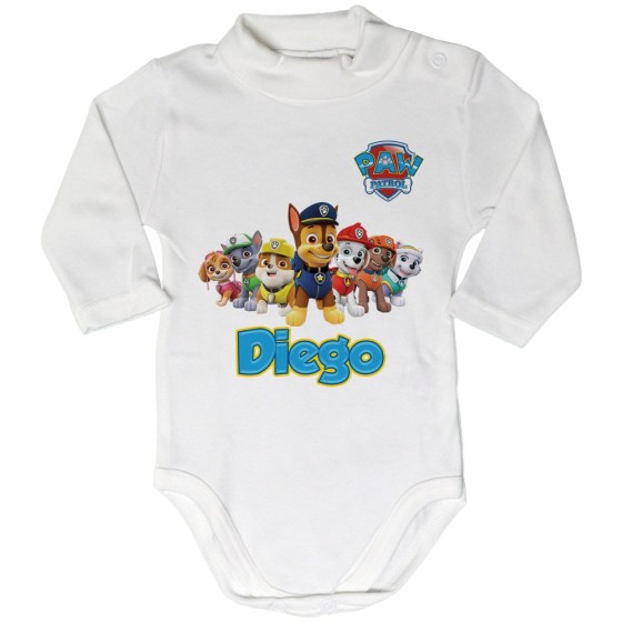 Body lupetto neonato personalizzato con nome paw patrol Cartoon