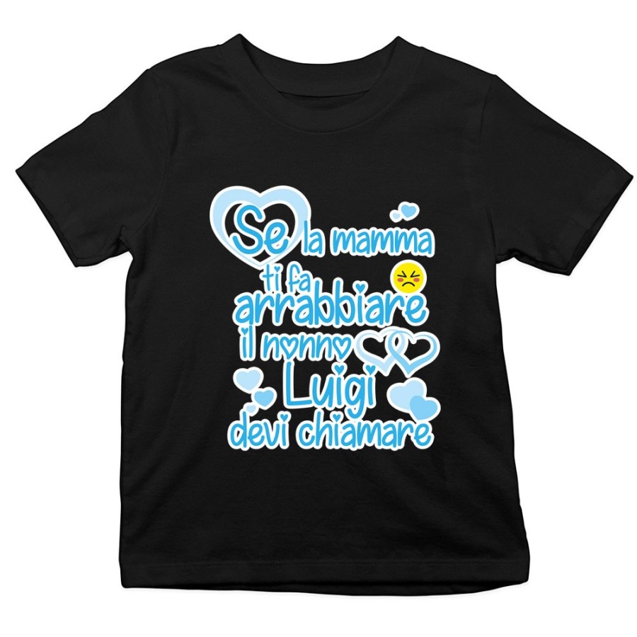 T-shirt bambino personalizzata con nome se mamma ti fa arrabbiare i nonni devi chiamare Per i nonni