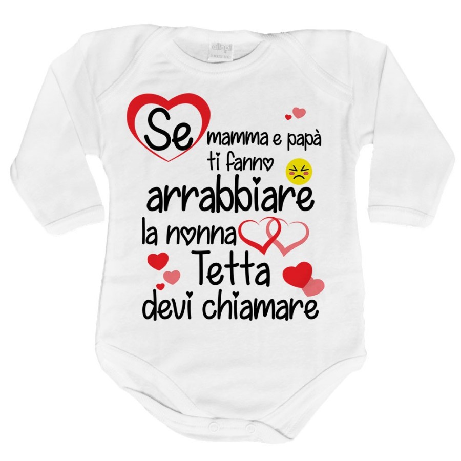 Body neonato personalizzato con nome se mamma e papà ti fanno arrabbiare il nonno devi chiamare Per i nonni