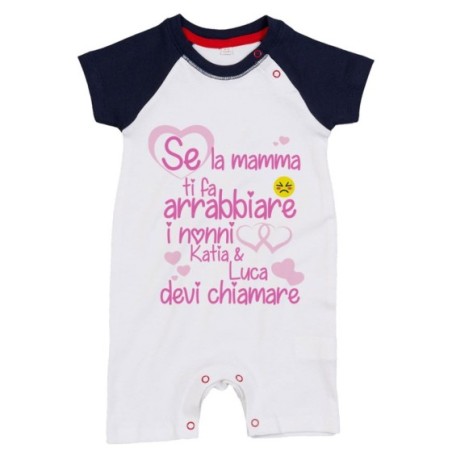 Pagliaccetto neonato personalizzato con nome se mamma ti...
