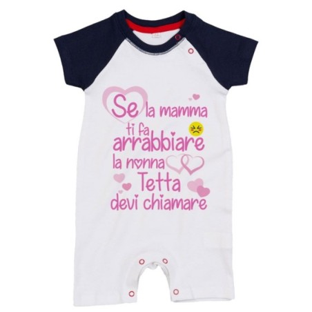 Pagliaccetto neonato personalizzato con nome se mamma ti fa arrabbiare il nonno devi chiamare Per i nonni