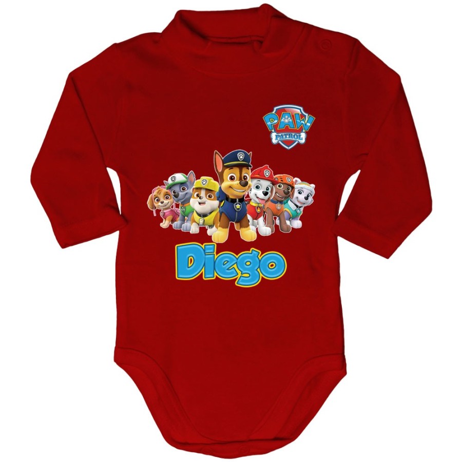 Body lupetto neonato personalizzato con nome paw patrol Cartoon