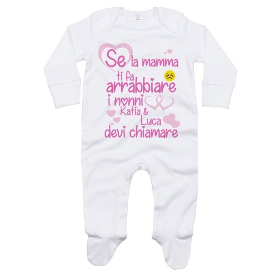 Tutina neonato personalizzata con nome se mamma ti fa arrabbiare il nonno devi chiamare Per i nonni
