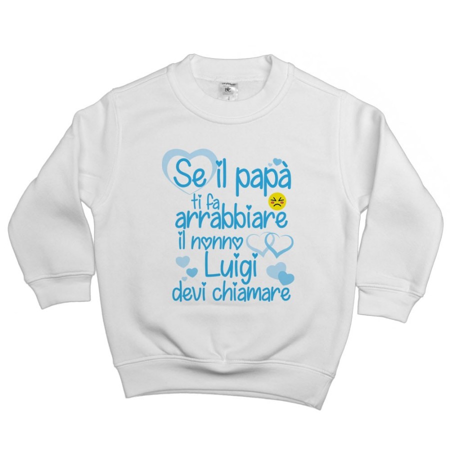Felpa bambino personalizzata con nome se papà ti fa arrabbiare il nonno devi chiamare Per i nonni