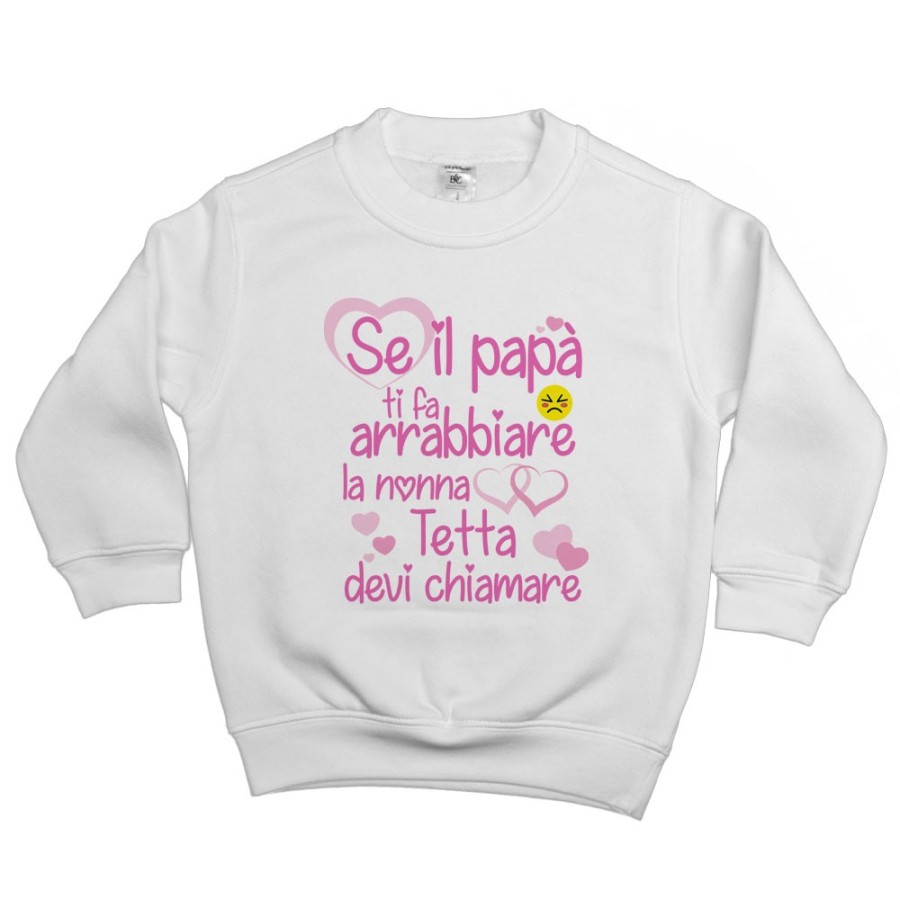 Felpa bambino personalizzata con nome se papà ti fa arrabbiare il nonno devi chiamare Per i nonni