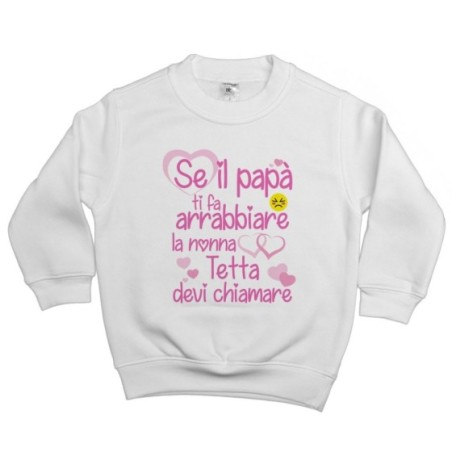Felpa bambino personalizzata con nome se papà ti fa arrabbiare il nonno devi chiamare Per i nonni