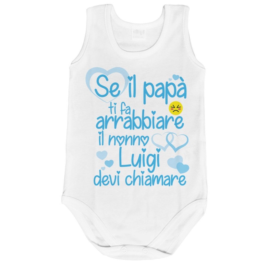 Body neonato personalizzato con nome se papà ti fa arrabbiare il nonno devi chiamare Per i nonni