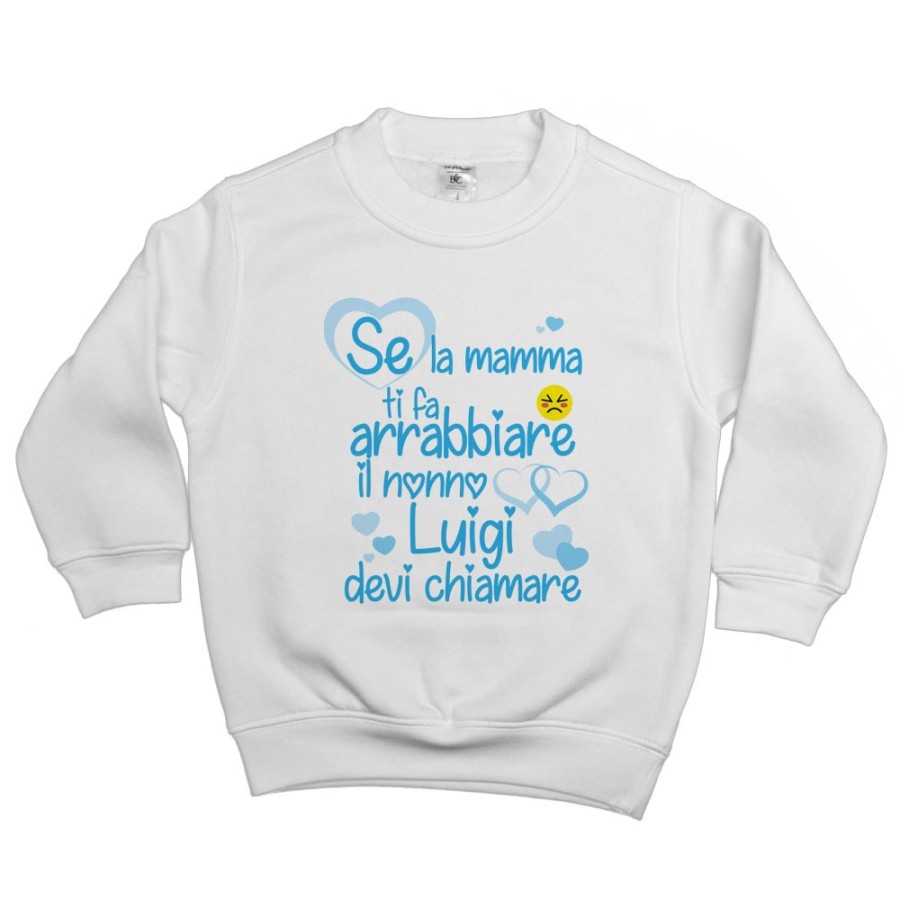 Felpa bambino personalizzata con nome se mamma ti fa arrabbiare i nonni devi chiamare Per i nonni