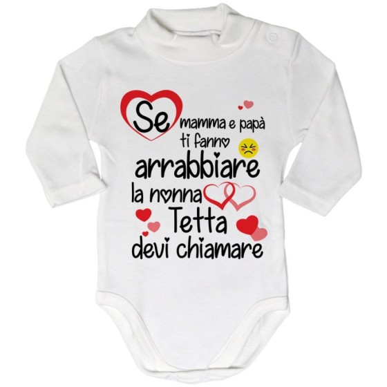Body lupetto personalizzato con nome se mamma papà ti fanno arrabbiare il nonno devi chiamare Per i nonni