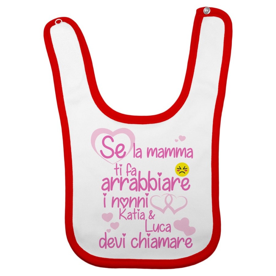 Bavaglino neonato personalizzato con nome se mamma ti fa arrabbiare il nonno devi chiamare Per i nonni