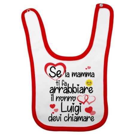 Bavaglino neonato personalizzato con nome se mamma ti fa arrabbiare il nonno devi chiamare Per i nonni