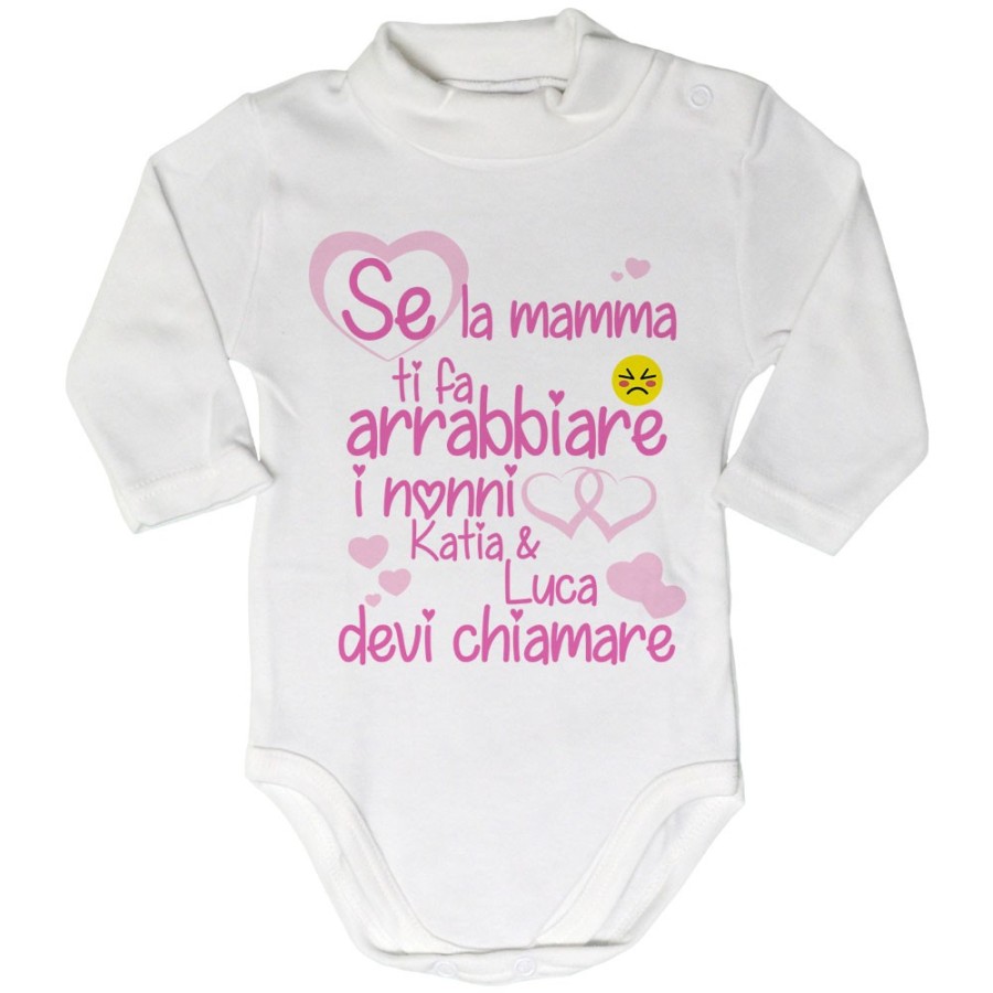 Body lupetto neonato personalizzato con nome se mamma ti fa arrabbiare i nonni devi chiamare Per i nonni