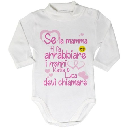 Body lupetto neonato personalizzato con nome se mamma ti...