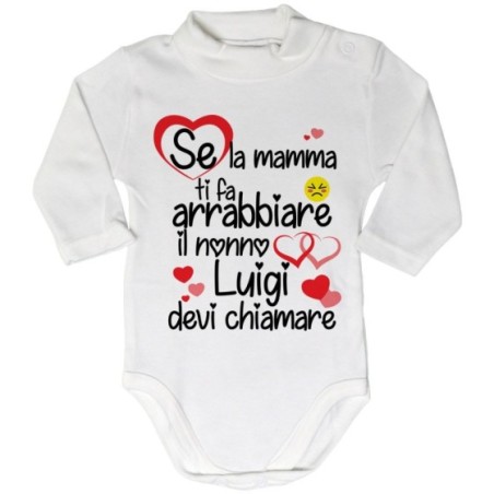 Body lupetto neonato personalizzato con nome se mamma ti fa arrabbiare i nonni devi chiamare Per i nonni