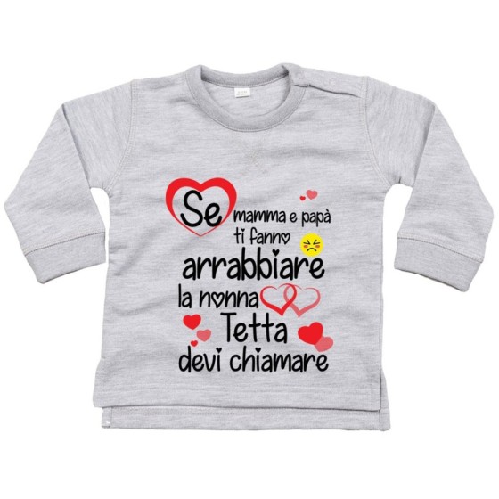 Felpa neonato personalizzata con nome se mamma e papà ti fanno arrabbiare i nonni devi chiamare Per i nonni