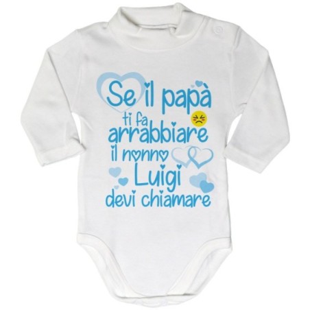 Body lupetto neonato personalizzato con nome se papà ti...