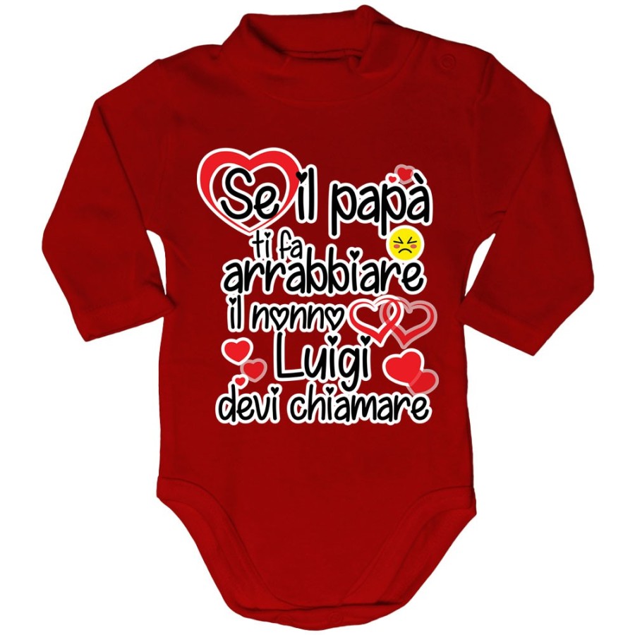 Body lupetto neonato personalizzato con nome se papà ti fa arrabbiare il nonno devi chiamare Per i nonni