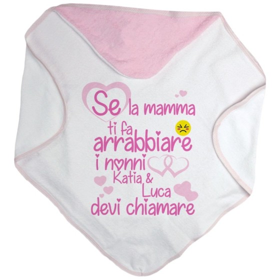 Accappatoio neonato personalizzato con nome se mamma ti fa arrabbiare il nonno devi chiamare Per i nonni