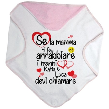 Accappatoio neonato personalizzato con nome se mamma ti fa arrabbiare il nonno devi chiamare Per i nonni
