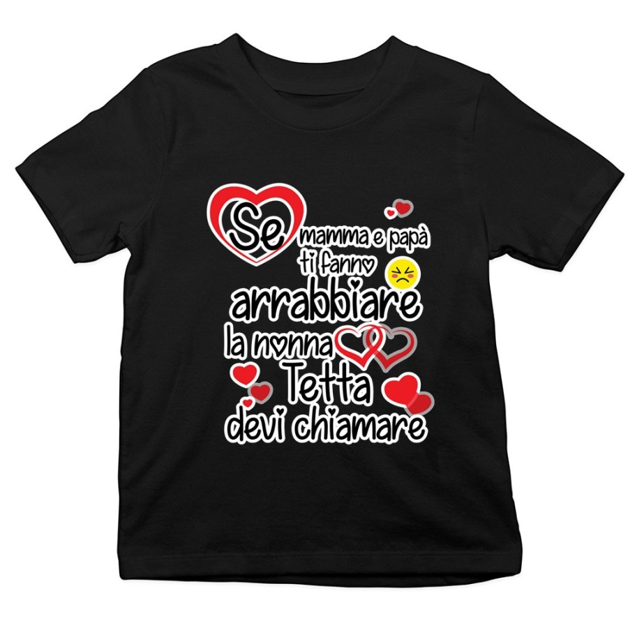 T-shirt bambino personalizzata con nome se mamma e papà ti fanno arrabbiare il nonno devi chiamare Per i nonni