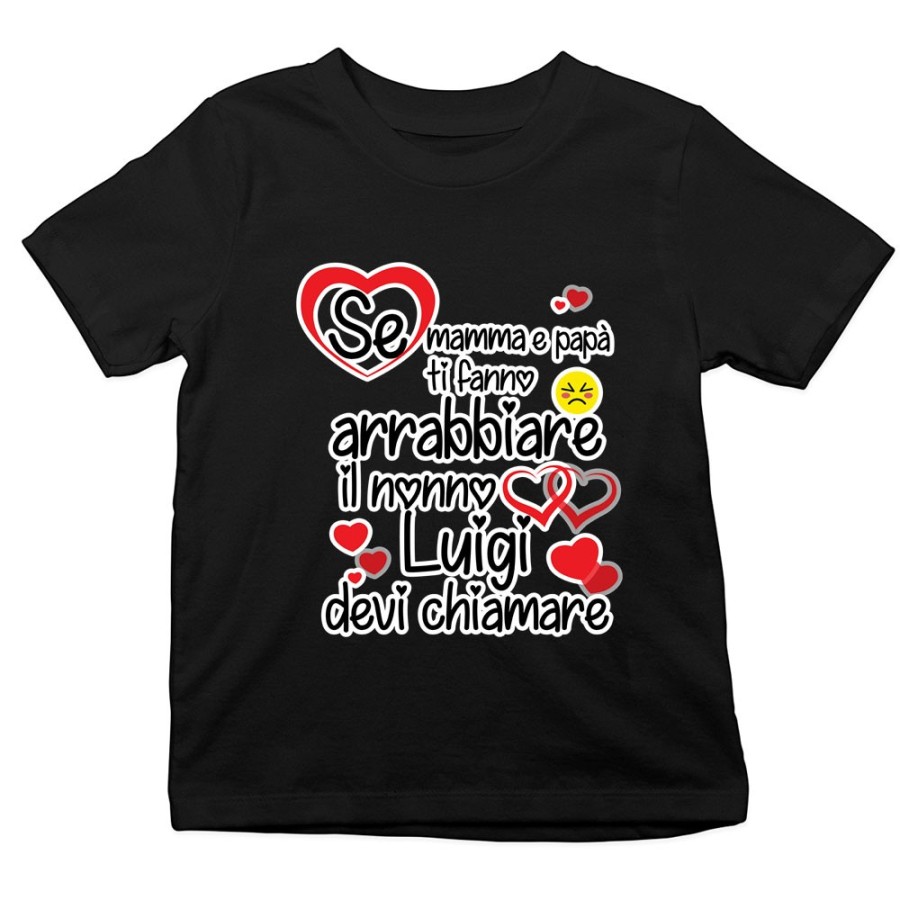 T-shirt bambino personalizzata con nome se mamma e papà ti fanno arrabbiare il nonno devi chiamare Per i nonni