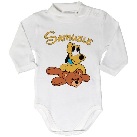 Body lupetto neonato personalizzato con nome pluto con...